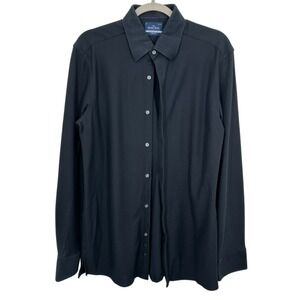 The Savile Row Company Black Comfort Knit Slim Fit Dress Shirt Men Size 16 34-35